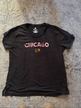 Fanatics Black Chicago Graphic Tee with Red Accents